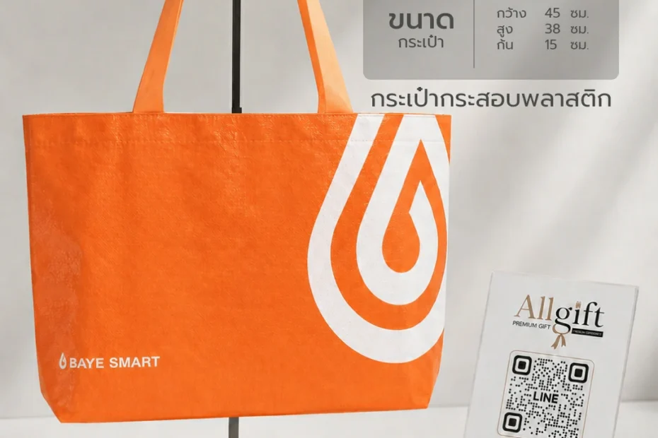 กระเป๋าผ้ากระสอบอิเกีย IKEA รับผลิตพร้อมสกรีนโลโก้ กระเป๋าผ้าพรีเมี่ยม ของแจกบริษัท และของที่ระลึกองค์กร