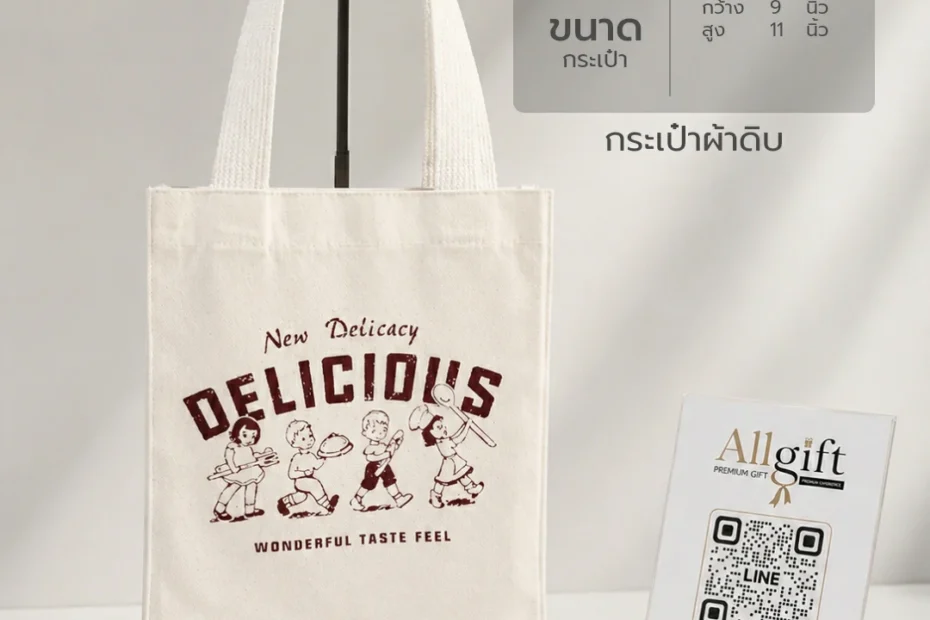 กระเป๋าผ้าดิบ ของพรีเมี่ยมรักษ์โลก พร้อมบริการสกรีนโลโก้